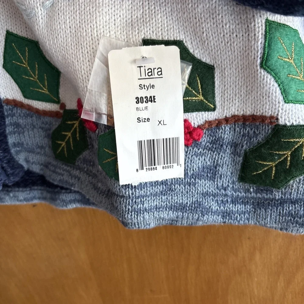 Vtg Tiara International Christmas Sweater Womens XL‎ Embellished Knitted Grandma
